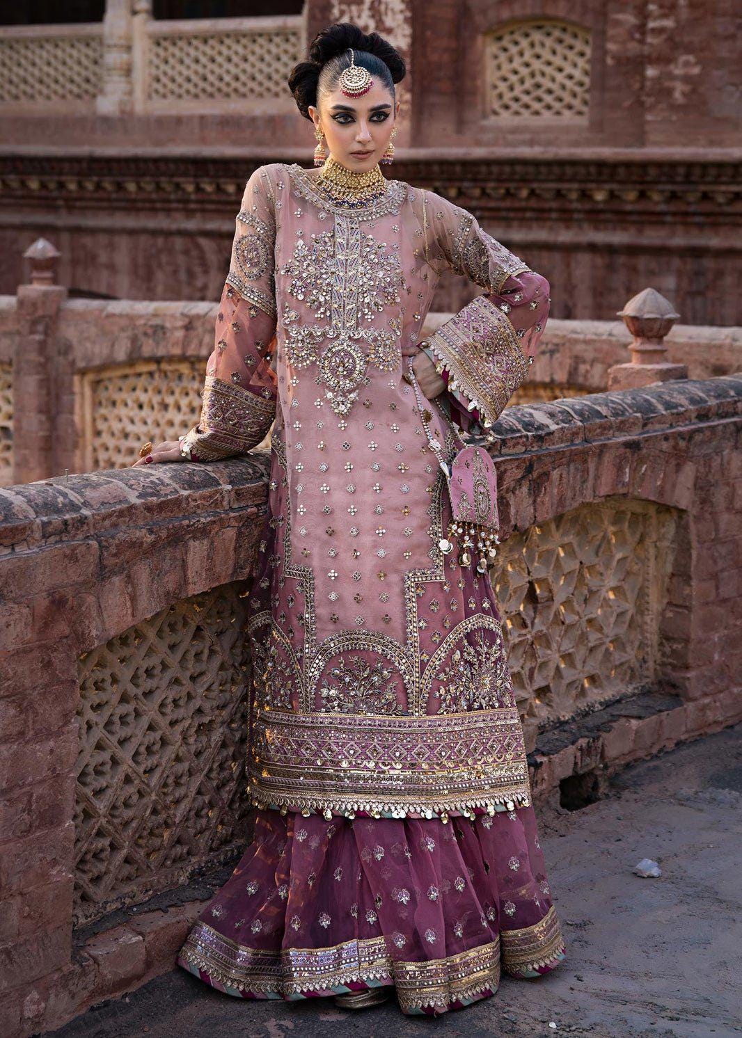Mauve Pink Embroidered Bridal Lehenga with Dupatta
