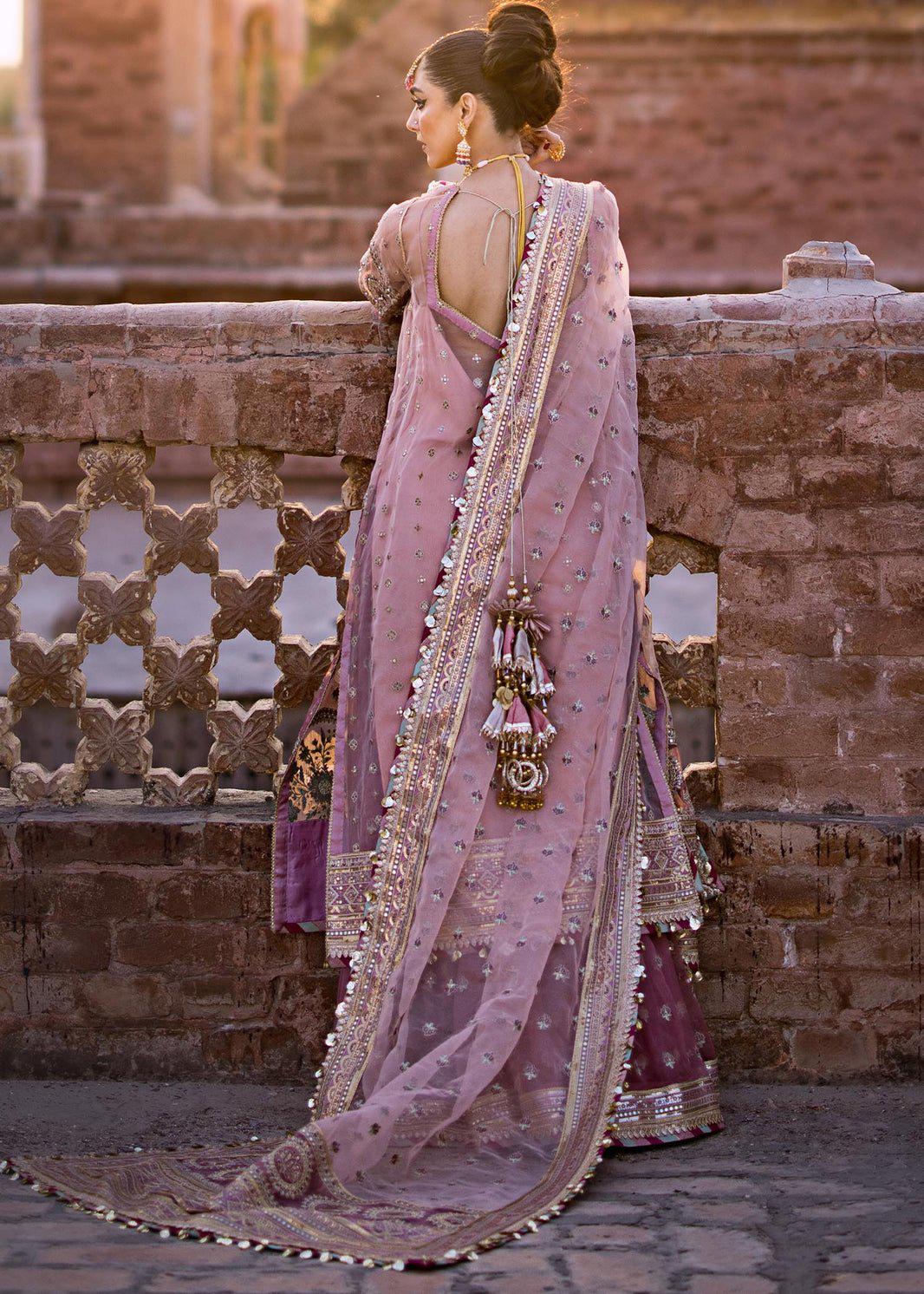 Mauve Pink Embroidered Bridal Lehenga with Dupatta
