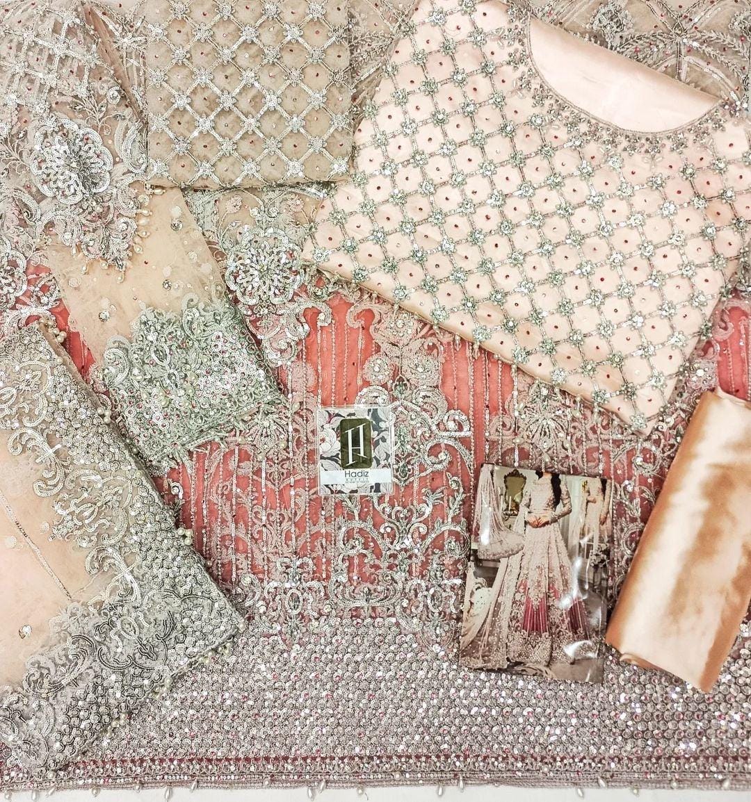 Pastel Pink Bridal Maxi Dress | Embroidered Net Gown with Dupatta