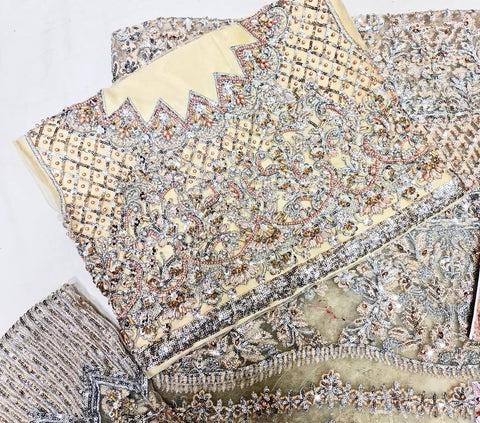 Champagne Gold Bridal Maxi Dress | Hand-Embroidered Net Gown