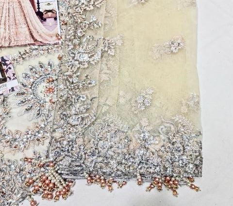 Champagne Gold Bridal Maxi Dress | Hand-Embroidered Net Gown