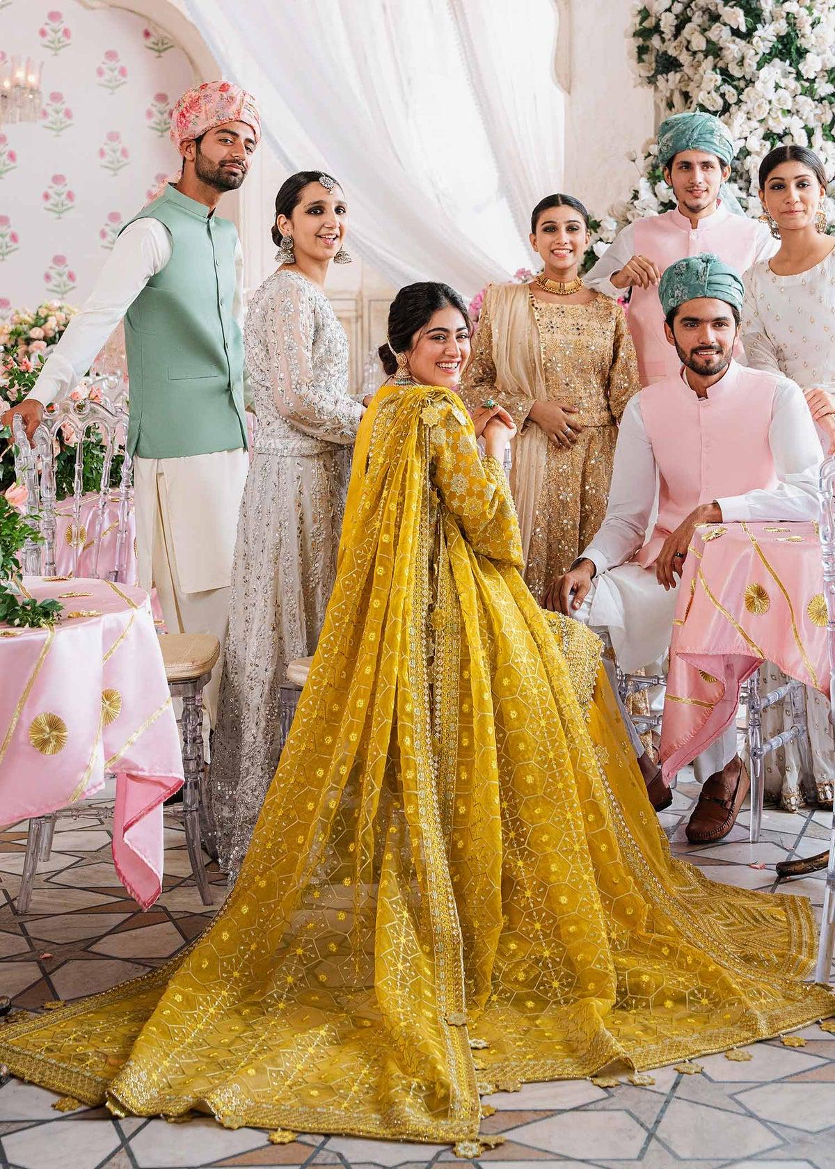 Yellow Bridal Gharara | Embroidered Organza Pakistani Wedding Dress