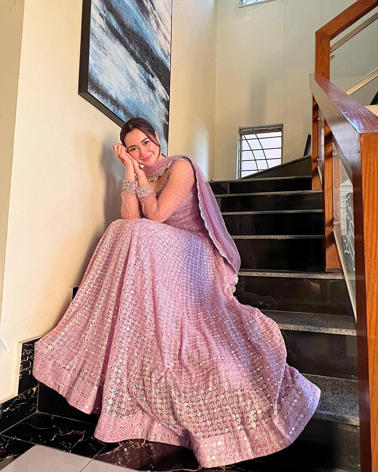 Faiza Saqlain Pink Bridal Dress | Embroidered Chiffon Maxi | Pakistani Wedding Outfit