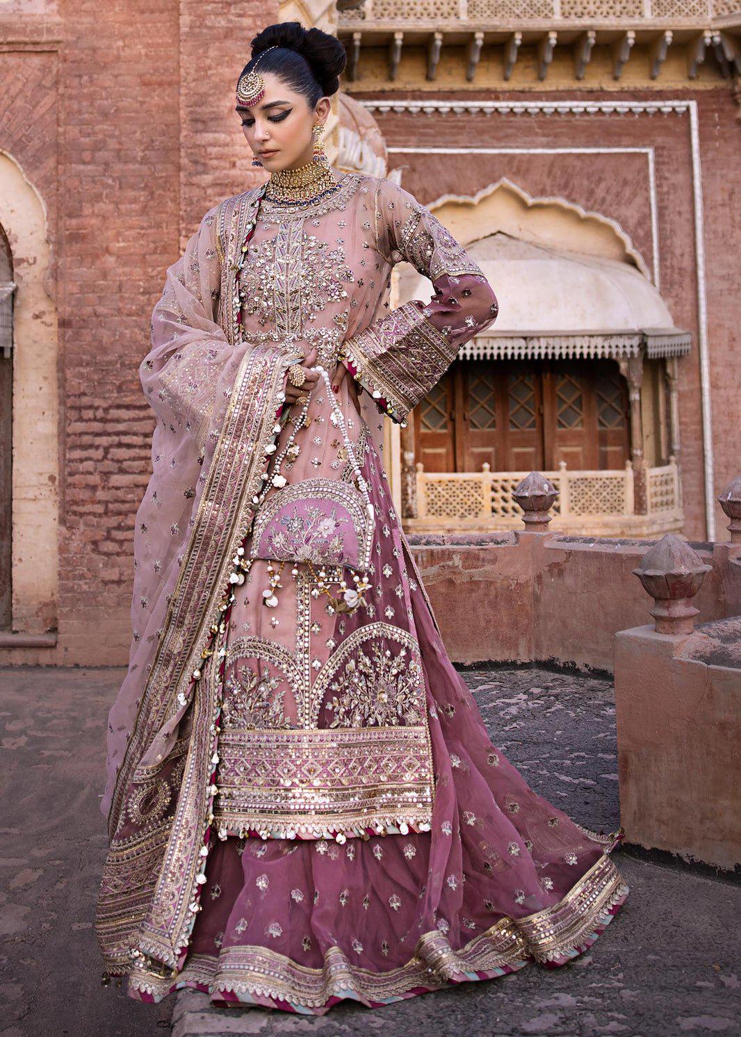 Mauve Pink Embroidered Bridal Lehenga with Dupatta