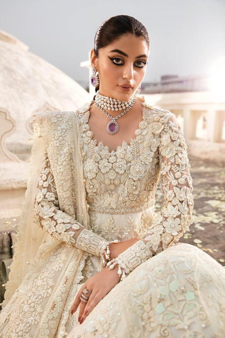 Luxury Ivory Bridal Gown with Heavy Embroidery
