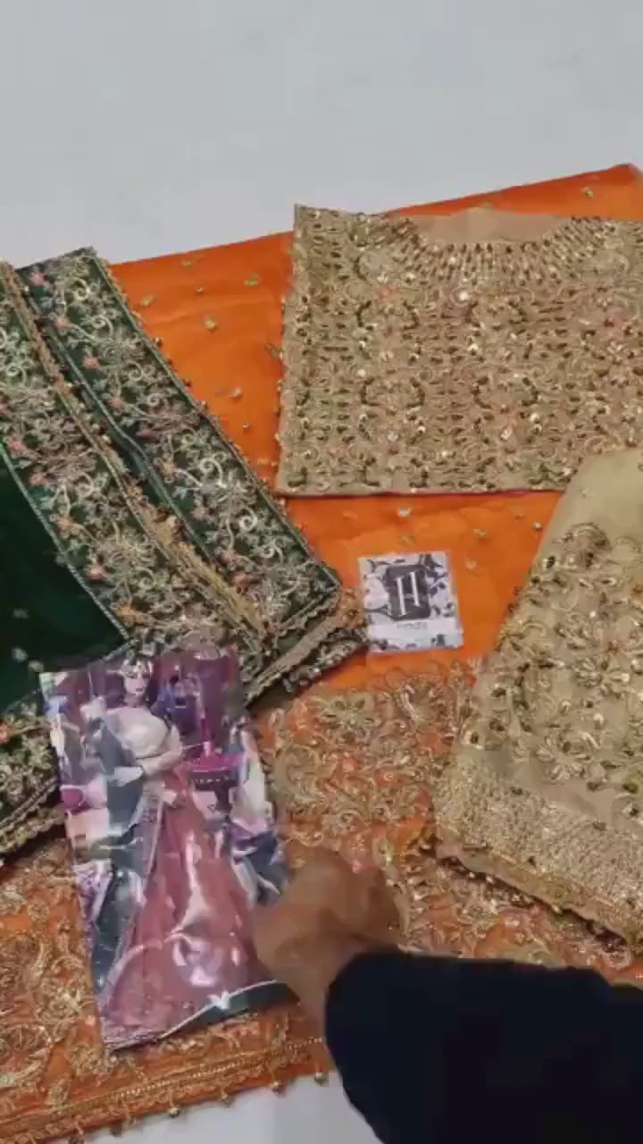 Rust Embroidered Lehenga with Green Dupatta | Pakistani Bridal Outfit