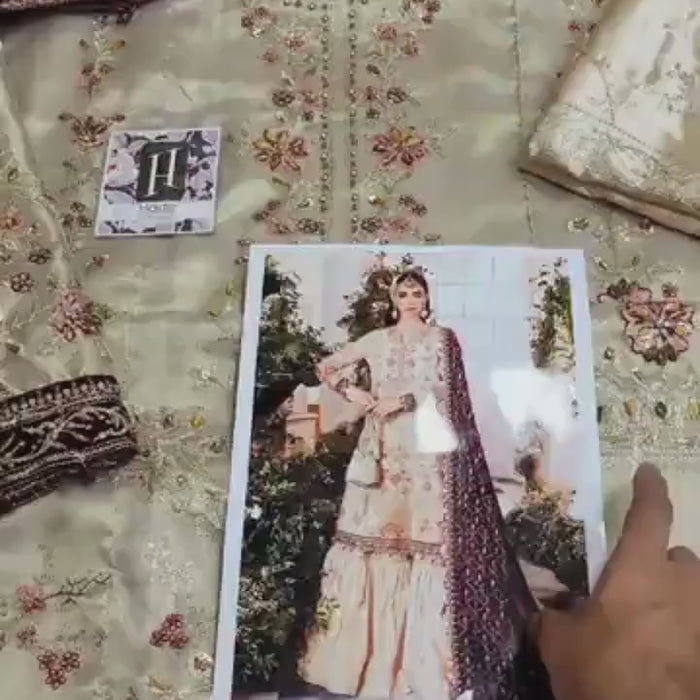 Champagne Gold & Maroon Bridal Gharara Suit