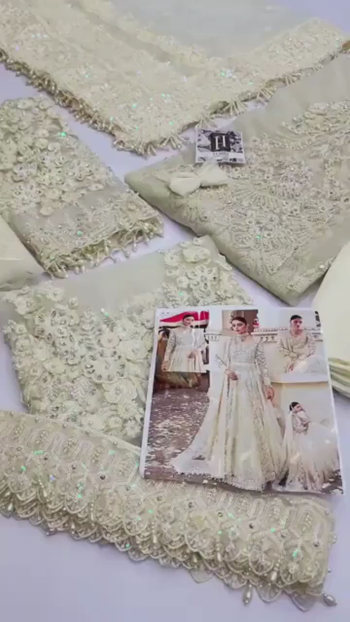 Luxury Ivory Bridal Gown with Heavy Embroidery