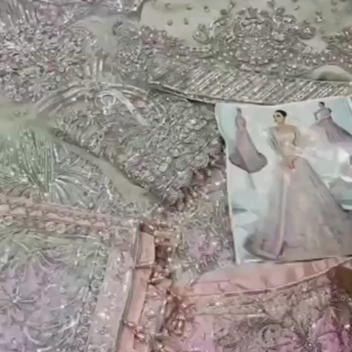 Silver Lilac Bridal Lehenga | Hand-Embroidered Pakistani Wedding Dress