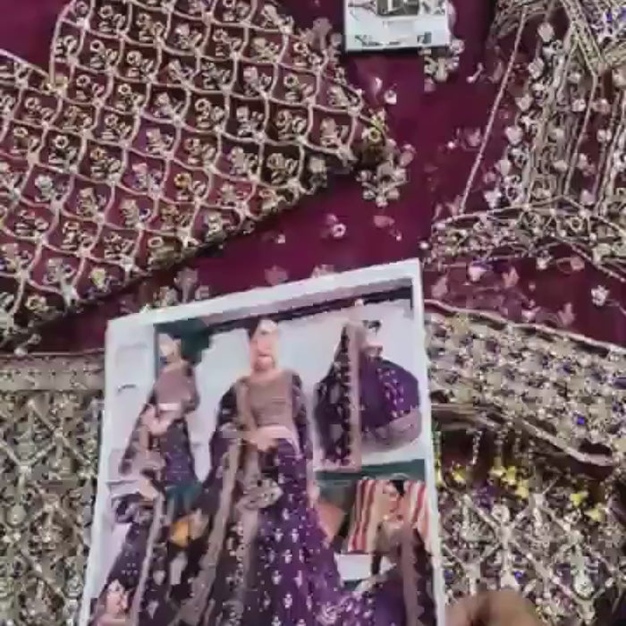 Royal Plum Bridal Lehenga with Heavy Gold Embroidery