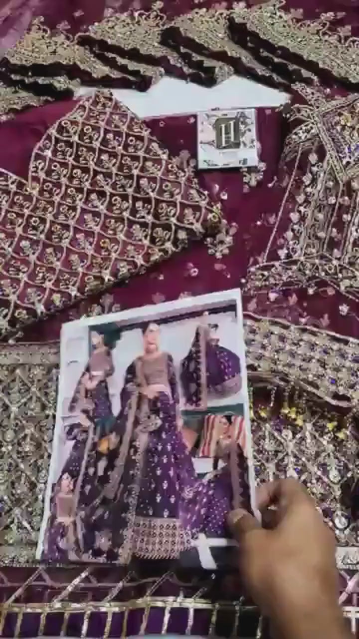 Royal Plum Bridal Lehenga with Heavy Gold Embroidery